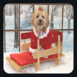 Christmas Shih-Tzu Dog Quadratischer Aufkleber<br><div class="desc">Christmas Shih-Tzu Dog</div>