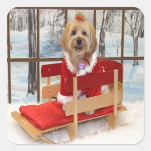 Christmas Shih-Tzu Dog Quadratischer Aufkleber