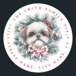 Christmas Shih Tzu Dog Round Stickers<br><div class="desc">Christmas Shih Tzu Dog Round Stickers</div>