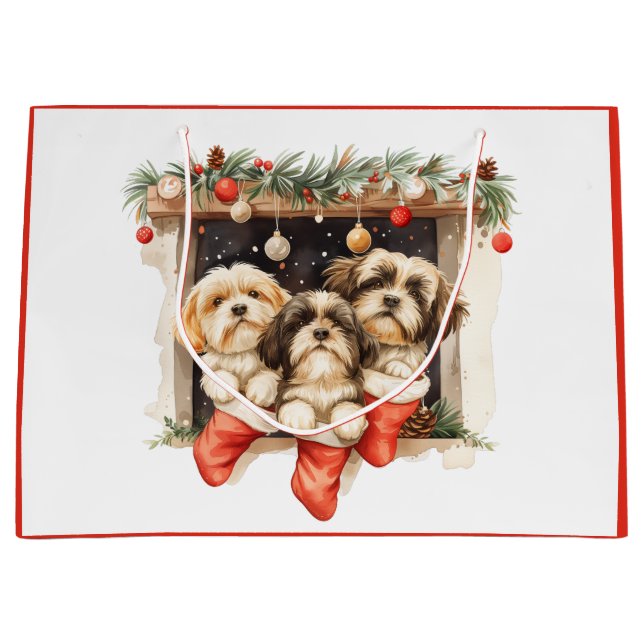 Christmas Shih Tzu Dogs Große Geschenktüte (Vorderseite)