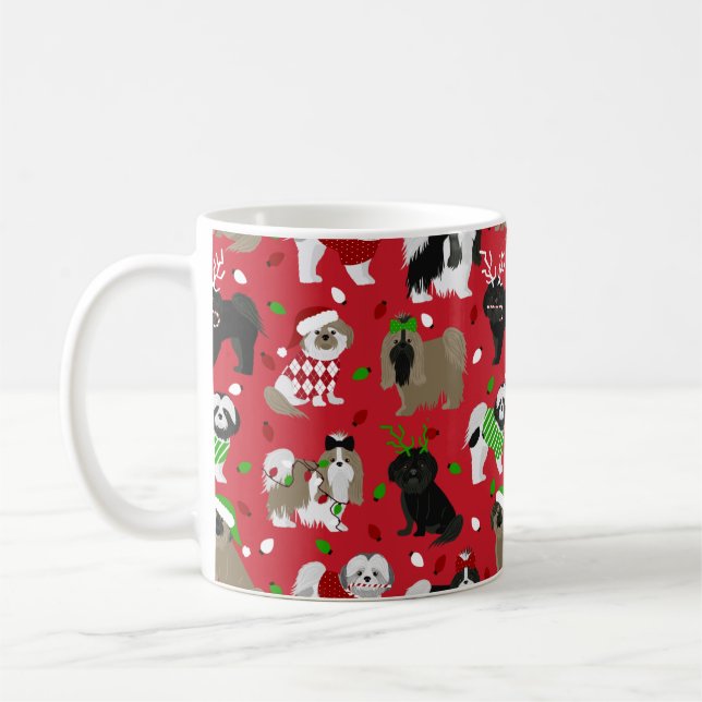 Christmas Shih Tzu Dogs Kaffeetasse (Links)