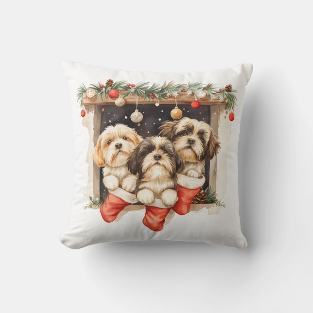Christmas Shih Tzu Dogs Kissen (Vorderseite)