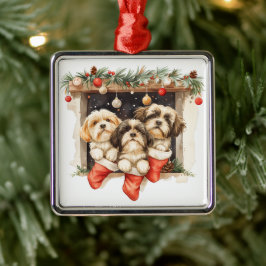 Christmas Shih Tzu Dogs Ornament Aus Metall