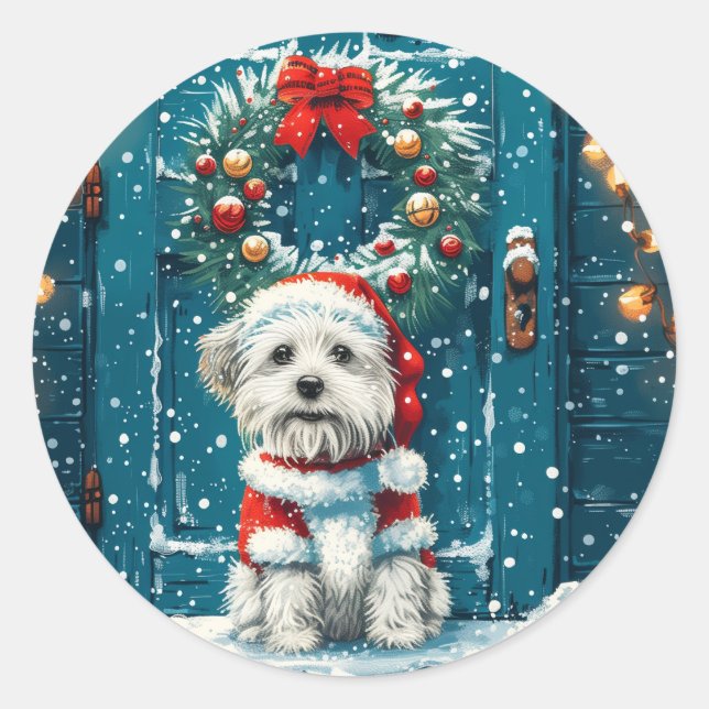 Christmas Shih Tzu Dogs Runder Aufkleber (Vorderseite)