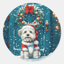 Christmas Shih Tzu Dogs Runder Aufkleber