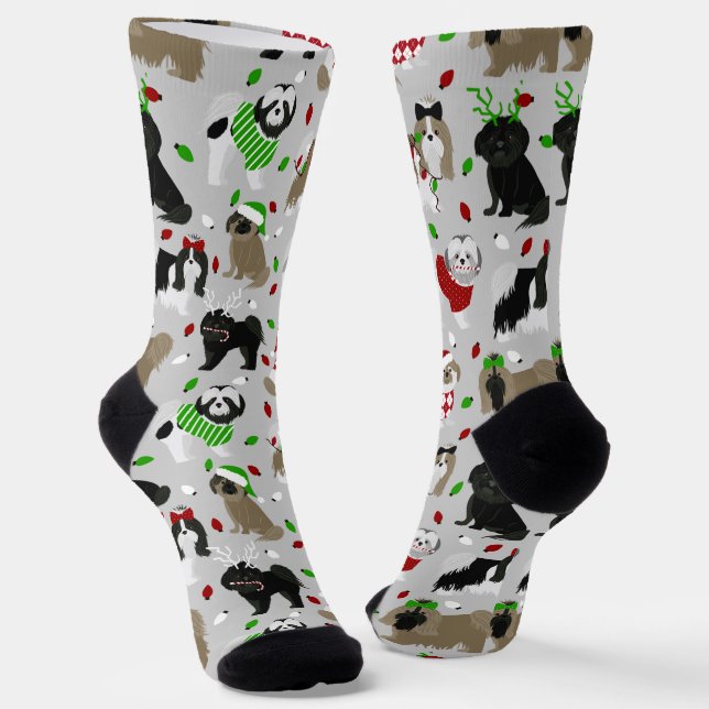 Christmas Shih Tzu Dogs Socken (Gewinkelt)