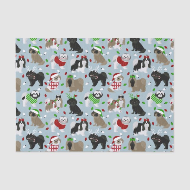 Christmas Shih Tzu Dogs Tissue Paper Seidenpapier (Vorderseite)