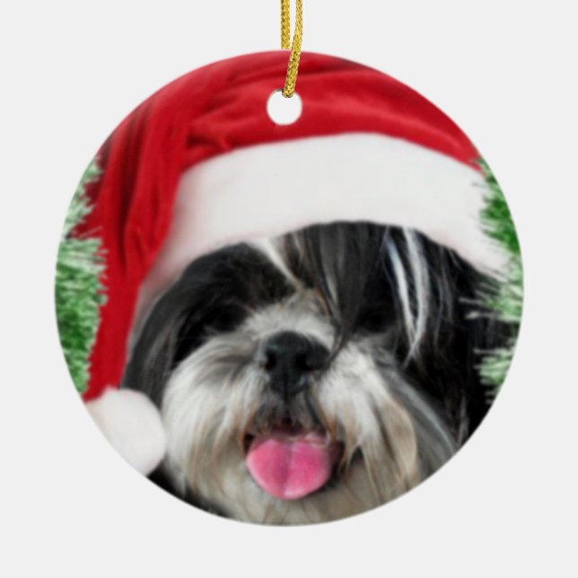 Christmas Shih Tzu Keramikornament (Vorne)