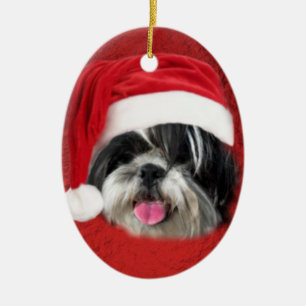Christmas Shih Tzu Keramikornament