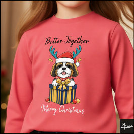 Christmas Shih Tzu Reindeer Scarf Gift Tri-Blend Shirt