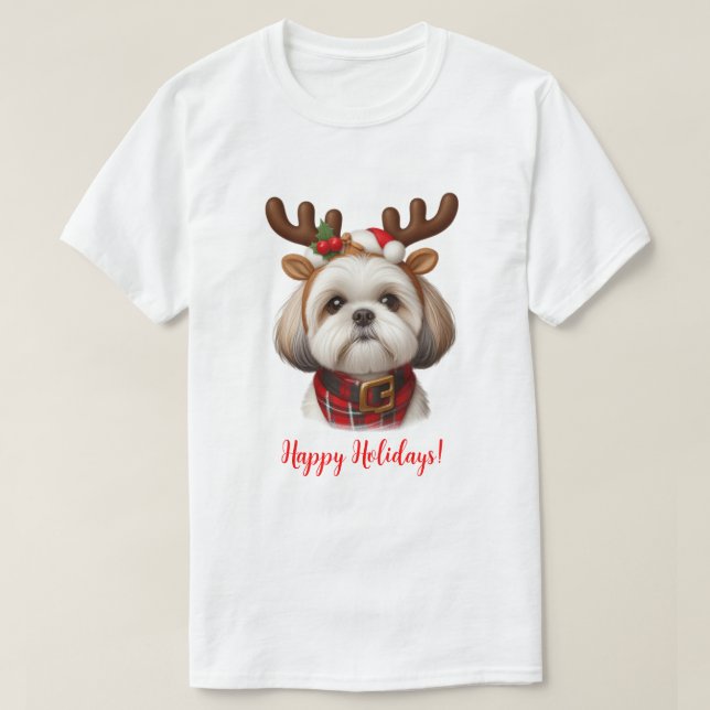Christmas Shih Tzu Reindeer T-Shirt (Design vorne)