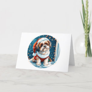 Christmas Shih Tzu Santa Dog Feiertagskarte