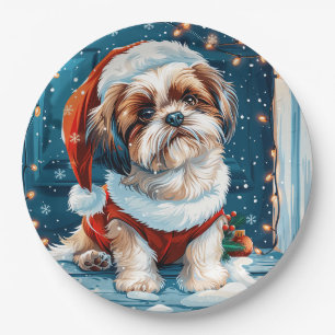 Christmas Shih Tzu Santa Dog Pappteller