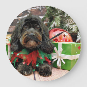 Christmas - Shih Tzu X - Bella Große Wanduhr