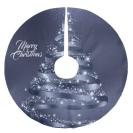 Christmas Shiny Blue Ribbon Tree Sparkle Polyester Weihnachtsbaumdecke