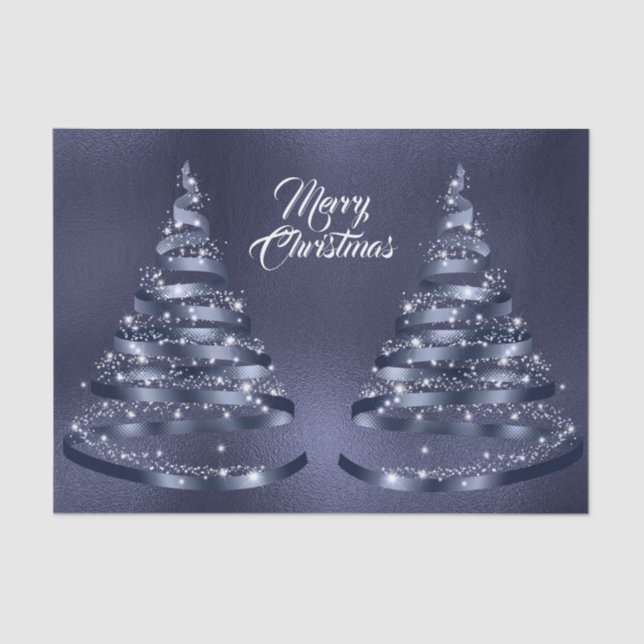 Christmas Shiny Blue Ribbon Tree Sparkle Seidenpapier (Vorderseite)