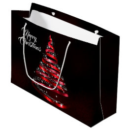 Christmas Shiny Red Ribbon Tree Sparkle Black Große Geschenktüte