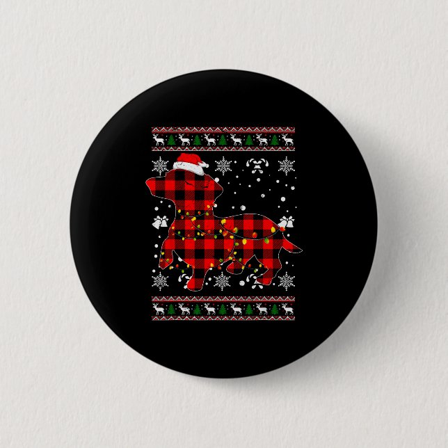 Christmas Shirt For Dachshund Lover Gift Santa Buf Button (Vorderseite)