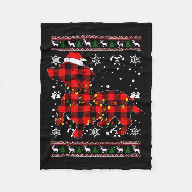 Christmas Shirt For Dachshund Lover Gift Santa Buf Fleecedecke (Vorderseite)