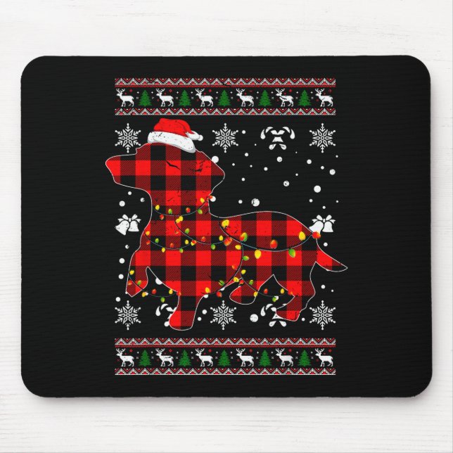 Christmas Shirt For Dachshund Lover Gift Santa Buf Mousepad (Vorne)