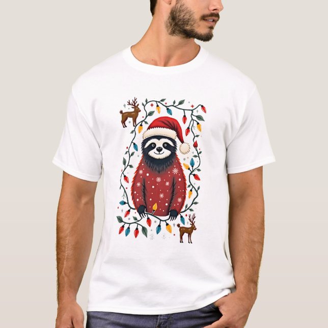 Christmas Shirt for Sloth Lover Gift Santa Buffalo (Vorderseite)