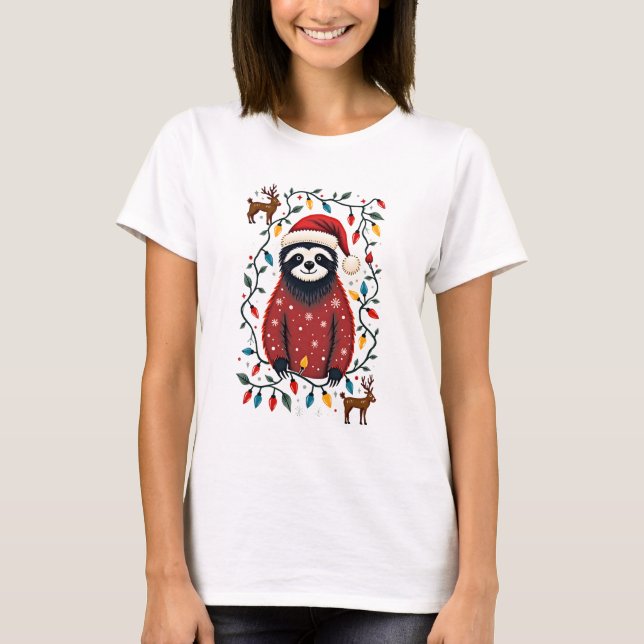 Christmas Shirt for Sloth Lover Gift Santa Buffalo (Vorderseite)