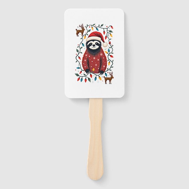 Christmas Shirt for Sloth Lover Gift Santa Buffalo Fächer (Vorderseite)