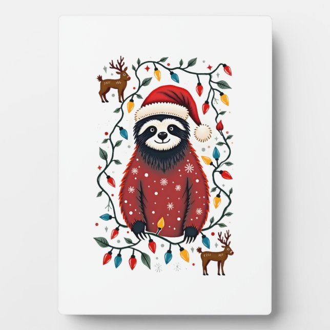 Christmas Shirt for Sloth Lover Gift Santa Buffalo Fotoplatte (Vorderseite)