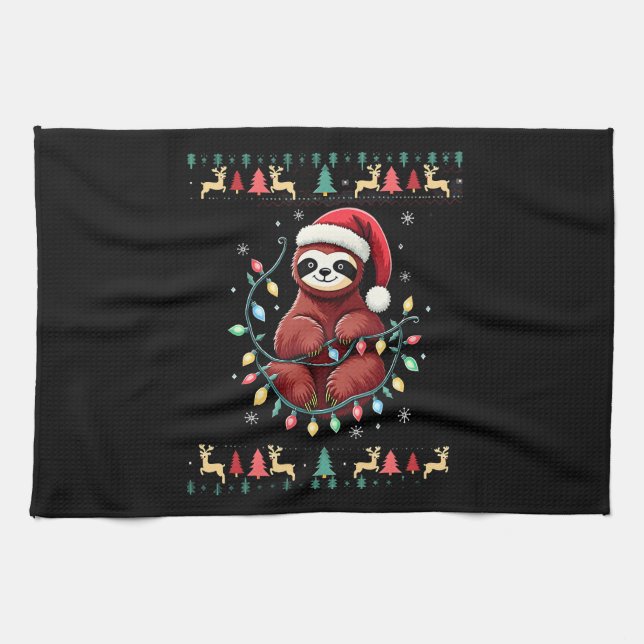 Christmas Shirt for Sloth Lover Gift Santa Buffalo Geschirrtuch (Horizontal)
