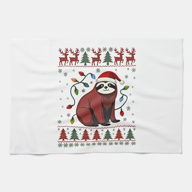 Christmas Shirt for Sloth Lover Gift Santa Buffalo Geschirrtuch (Horizontal)