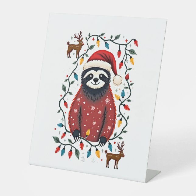 Christmas Shirt for Sloth Lover Gift Santa Buffalo Sockelschild (Vorderseite)