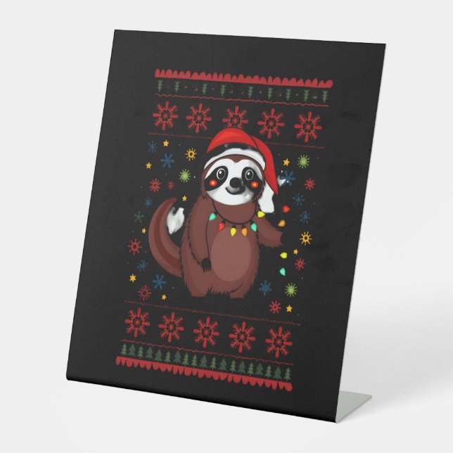 Christmas Shirt for Sloth Lover Gift Santa Buffalo Sockelschild (Vorderseite)