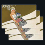 "Christmas Shopping" Zeitschrift Cover von J. Carl Geschenkpapier Set<br><div class="desc">Jose Carlos war ein vieltalentierter Künstler,  der in den 1920er Jahren mit seinen beeindruckenden Kunst-Déco-Illustrationen die Seiten brasilianischer Jazz- und Kunstzeitschriften sortierte. Zeitschriften wie Para Todos,  Careta und Fon-Fon zeigten seine Arbeit.  Dieses Bild ist "Christmas Shopping".</div>