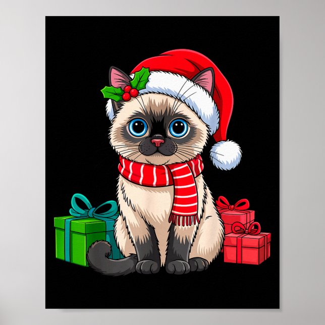 Christmas Siamese Cat Holiday Kitten Xmas Men Wome Poster (Vorne)