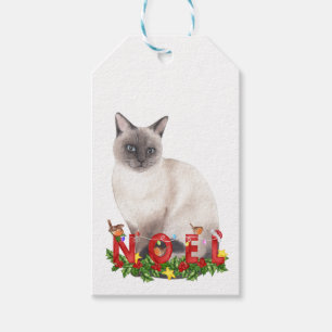 Christmas Siamese Cat Watercolor Geschenkanhänger