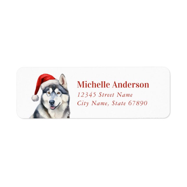Christmas Siberian Husky Dog Rücksendeadressen-Auf (Vorne)