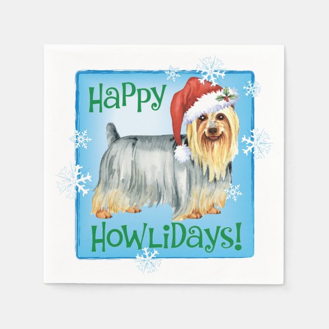 Christmas Silky Terrier Napkins Serviette (Vorderseite)
