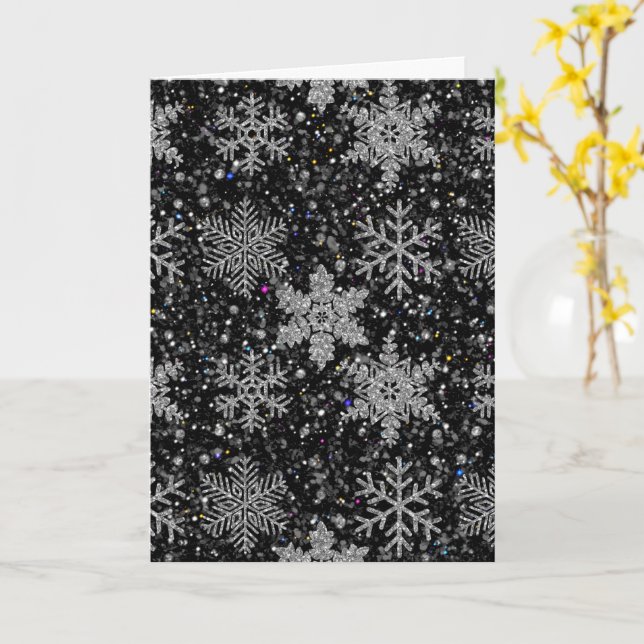 Christmas silver sparkle snow flakes karte (Gelbe Blume)
