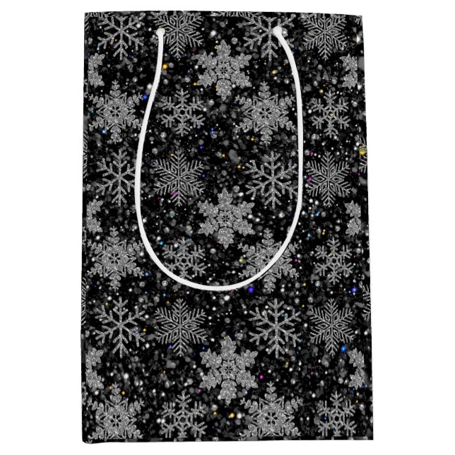 Christmas silver sparkle snow flakes mittlere geschenktüte (Vorderseite)