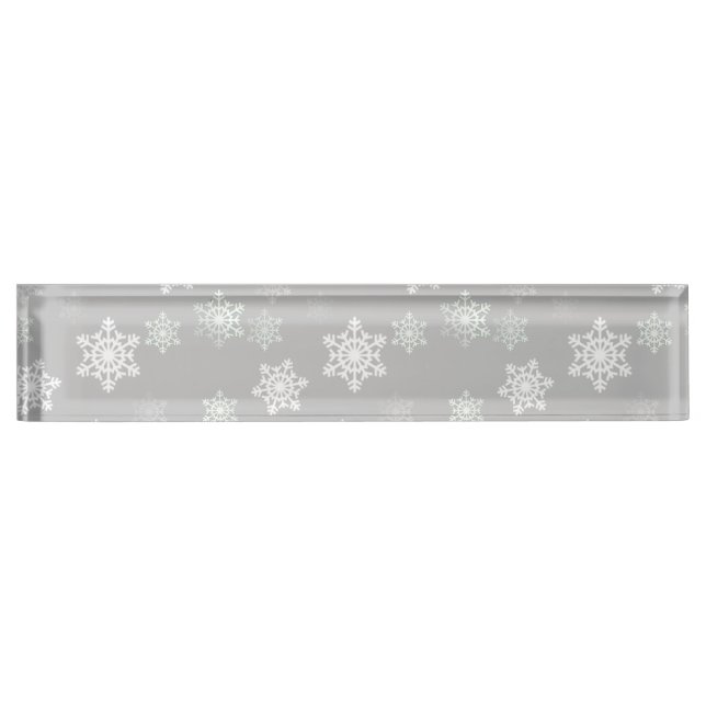 Christmas Silvery White Snow Flurries Namensplakette (Vorderseite)