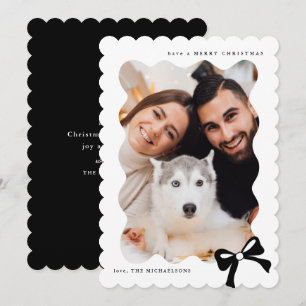 Christmas Simple Bow Black and White Foto Feiertagskarte