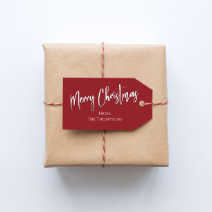 Christmas Simple Holiday Red Calligraphy Script Geschenkanhänger