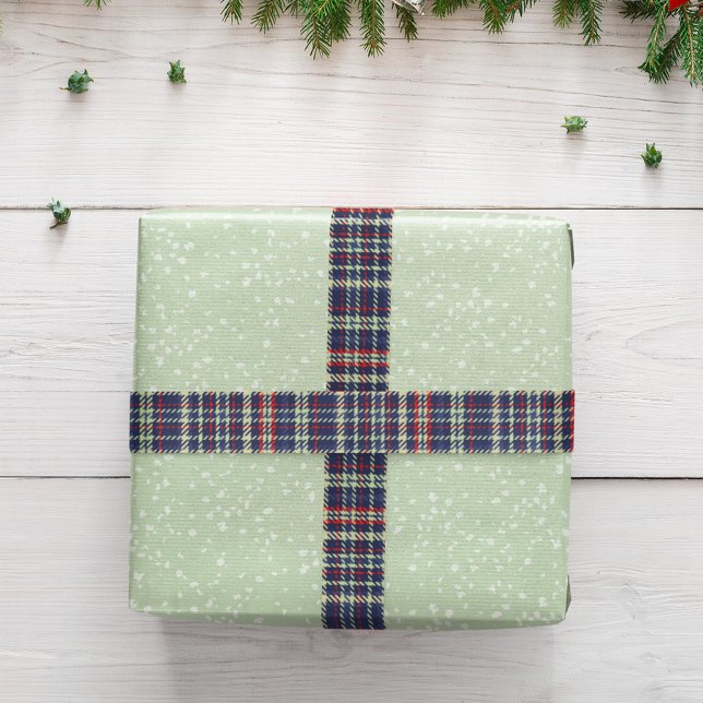 Christmas Simple Navy Blue Kariert Pattern Rustika Satinband (Navy blue, red, and green ribbon,)