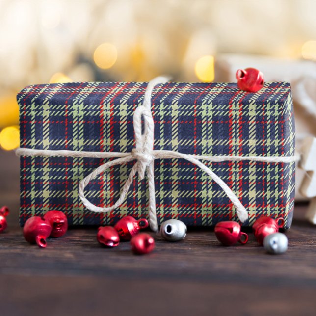 Christmas Simple Niedlich Navy Blue Karierte Muste Seidenpapier (Simple navy blue plaid pattern tissue paper.)