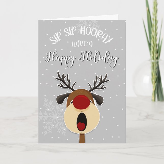 CHRISTMAS SIP SIP SIP HOORAY CARD KARTE (Vorderseite)