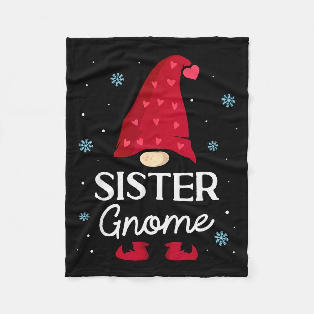 Christmas Sister Gnome Dwarf Garden Gnome Family  Fleecedecke (Vorderseite)