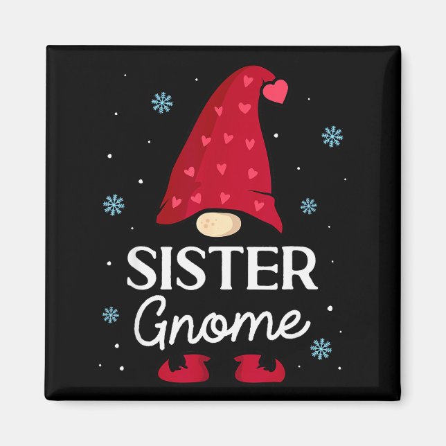 Christmas Sister Gnome Dwarf Garden Gnome Family  Magnet (Vorne)