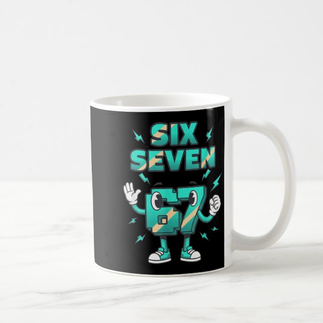 Christmas Six Seven 67 Funny 6-7 Meme Retro Cartoo Kaffeetasse (Rechts)