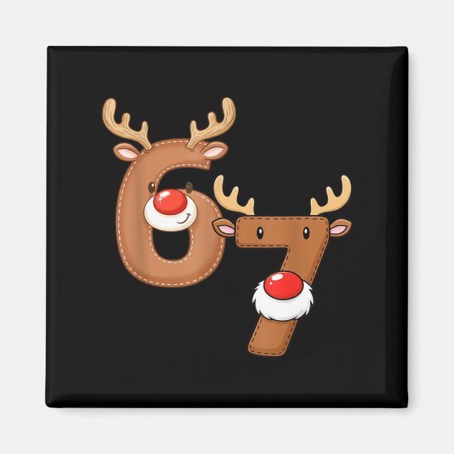 Christmas Six Seven 6 7 Meme Reindeer Boys Girls M Magnet (Vorne)