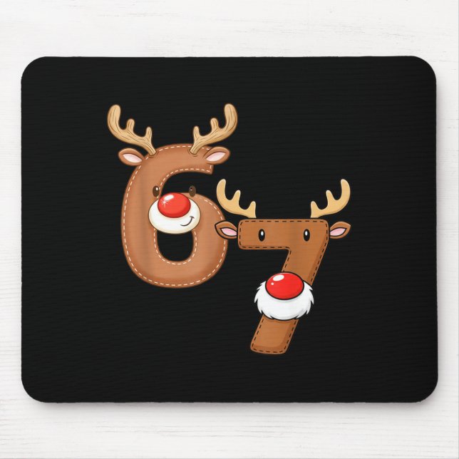 Christmas Six Seven 6 7 Meme Reindeer Boys Girls M Mousepad (Vorne)